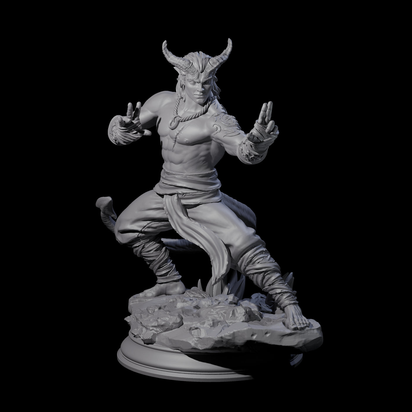 Fierce Tiefling Monk Miniature for Dungeons and Dragons, Pathfinder or other TTRPGs