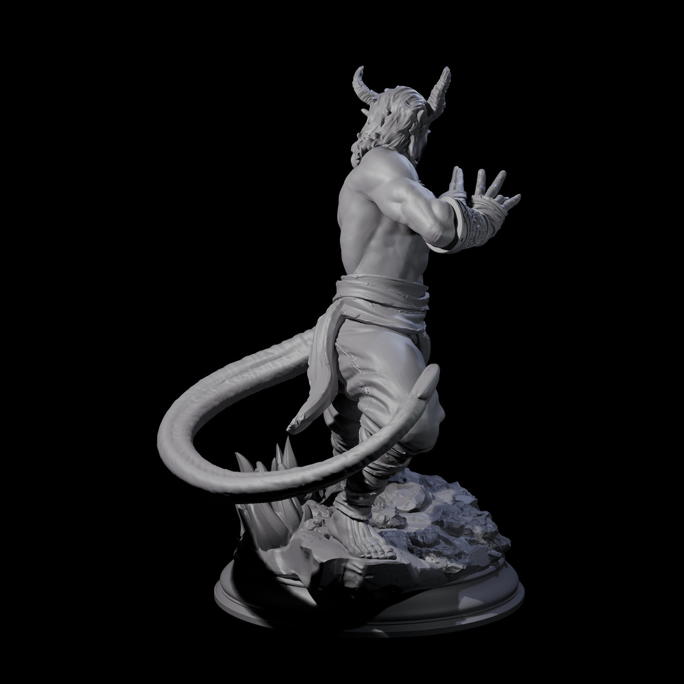Fierce Tiefling Monk Miniature for Dungeons and Dragons, Pathfinder or other TTRPGs