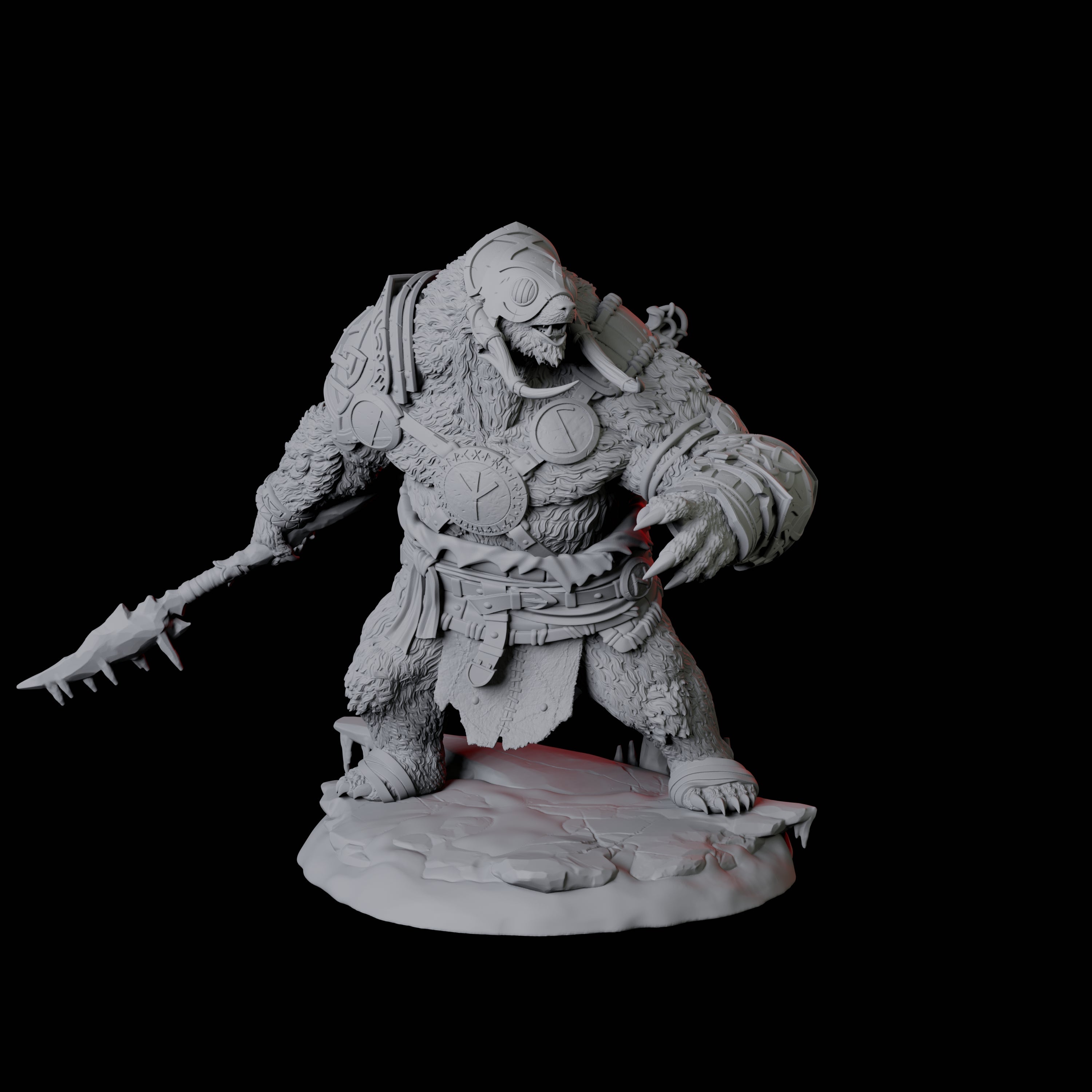 Fierce Ursine Warrior D Miniature for Dungeons and Dragons, Pathfinder or other TTRPGs