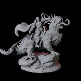 Fighter mounted on Giant Lizard A Miniature for Dungeons and Dragons, Pathfinder or other TTRPGs