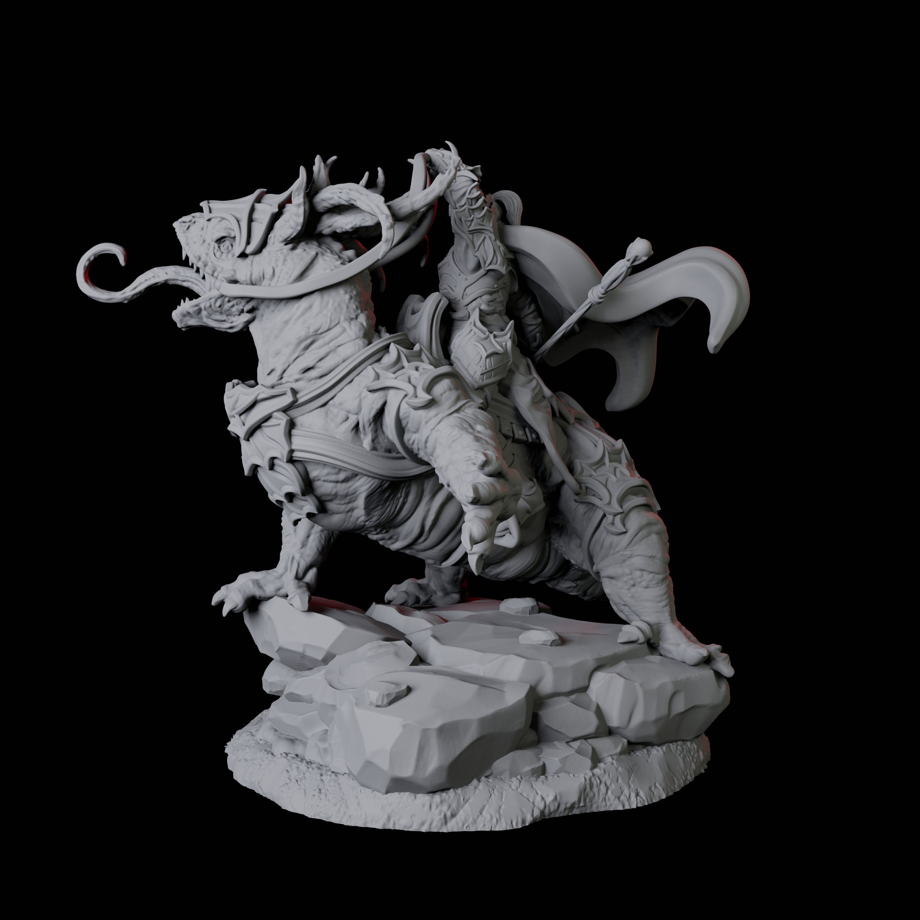 Fighter mounted on Giant Lizard A Miniature for Dungeons and Dragons, Pathfinder or other TTRPGs