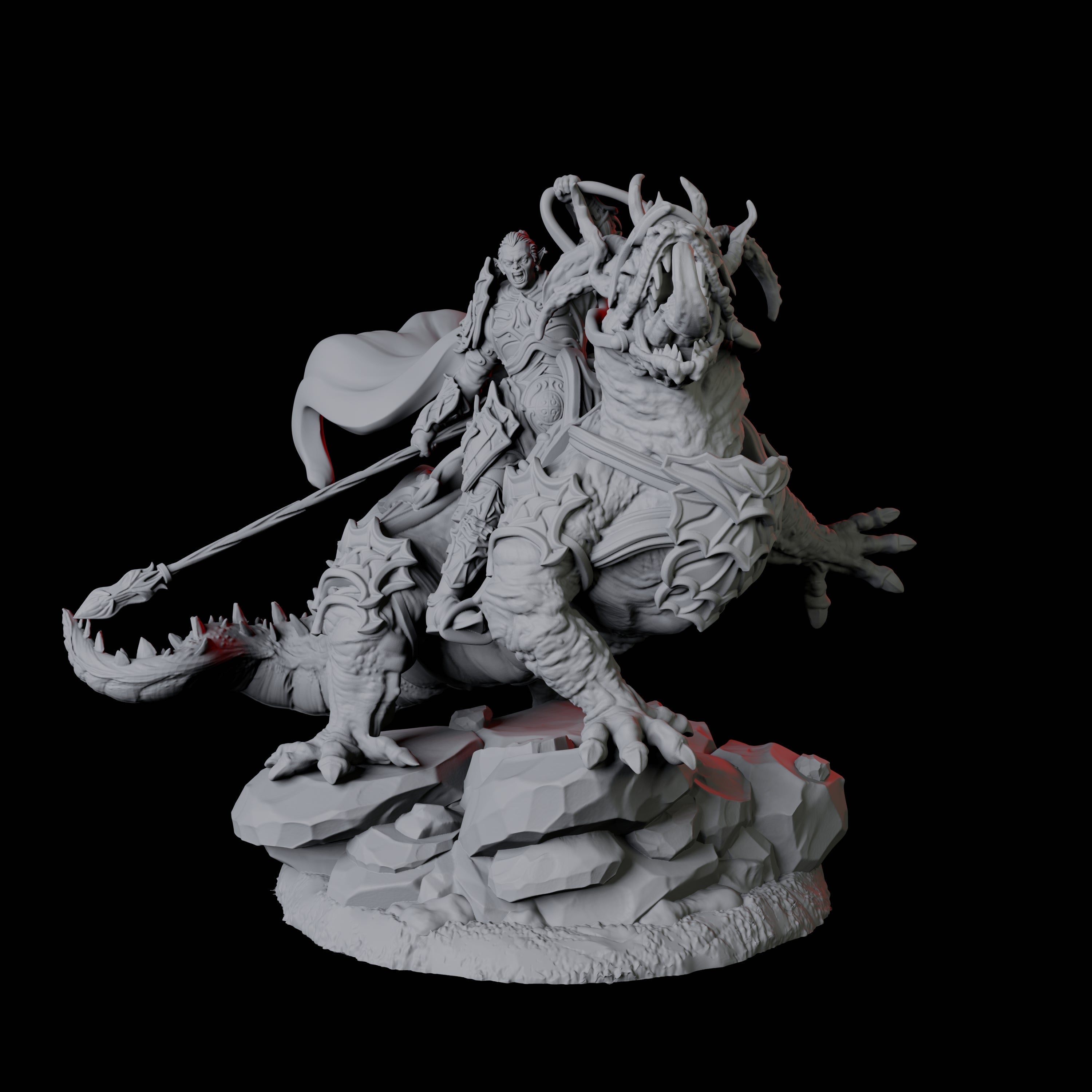 Fighter mounted on Giant Lizard A Miniature for Dungeons and Dragons, Pathfinder or other TTRPGs