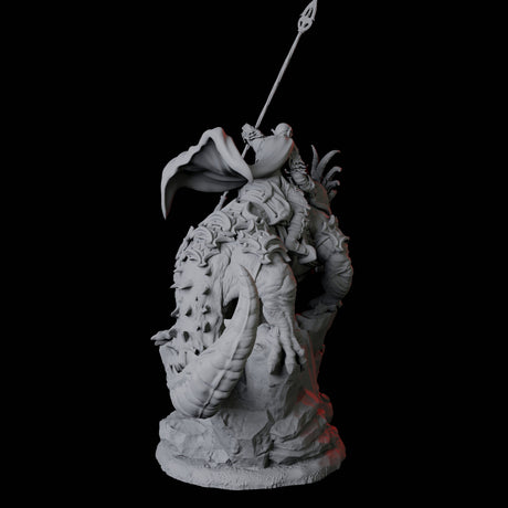 Fighter mounted on Giant Lizard B Miniature for Dungeons and Dragons, Pathfinder or other TTRPGs