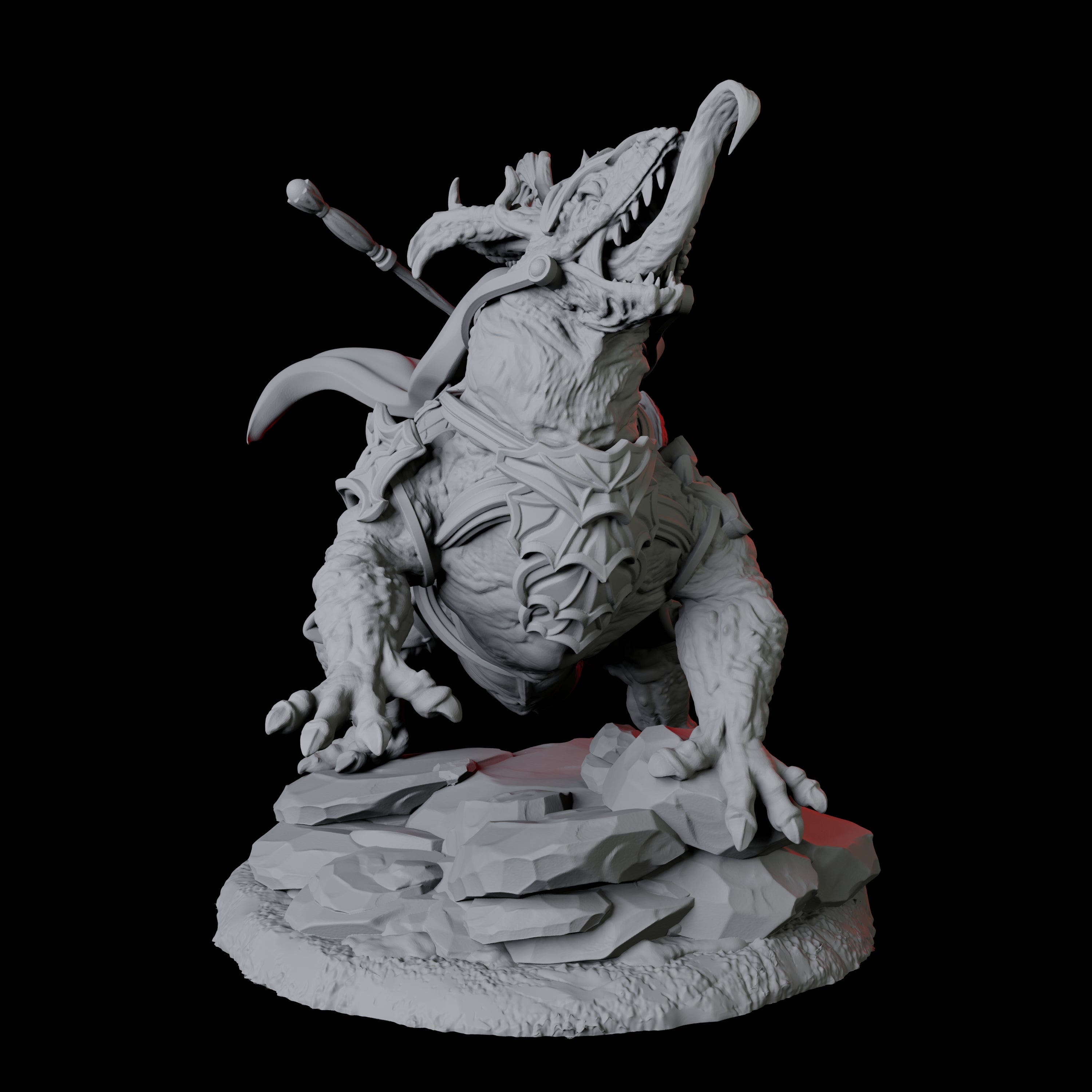 Fighter mounted on Giant Lizard C Miniature for Dungeons and Dragons, Pathfinder or other TTRPGs