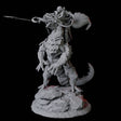 Fighter mounted on Giant Lizard D Miniature for Dungeons and Dragons, Pathfinder or other TTRPGs