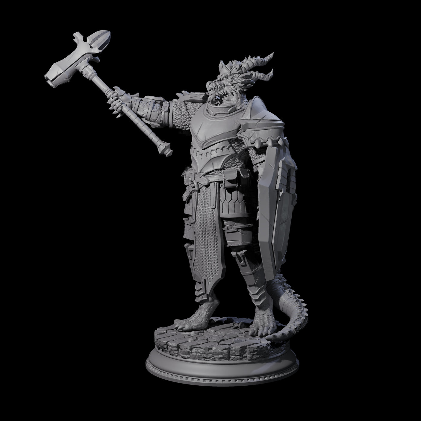 Fighting Dragonborn Dragonguard B Miniature for Dungeons and Dragons, Pathfinder or other TTRPGs