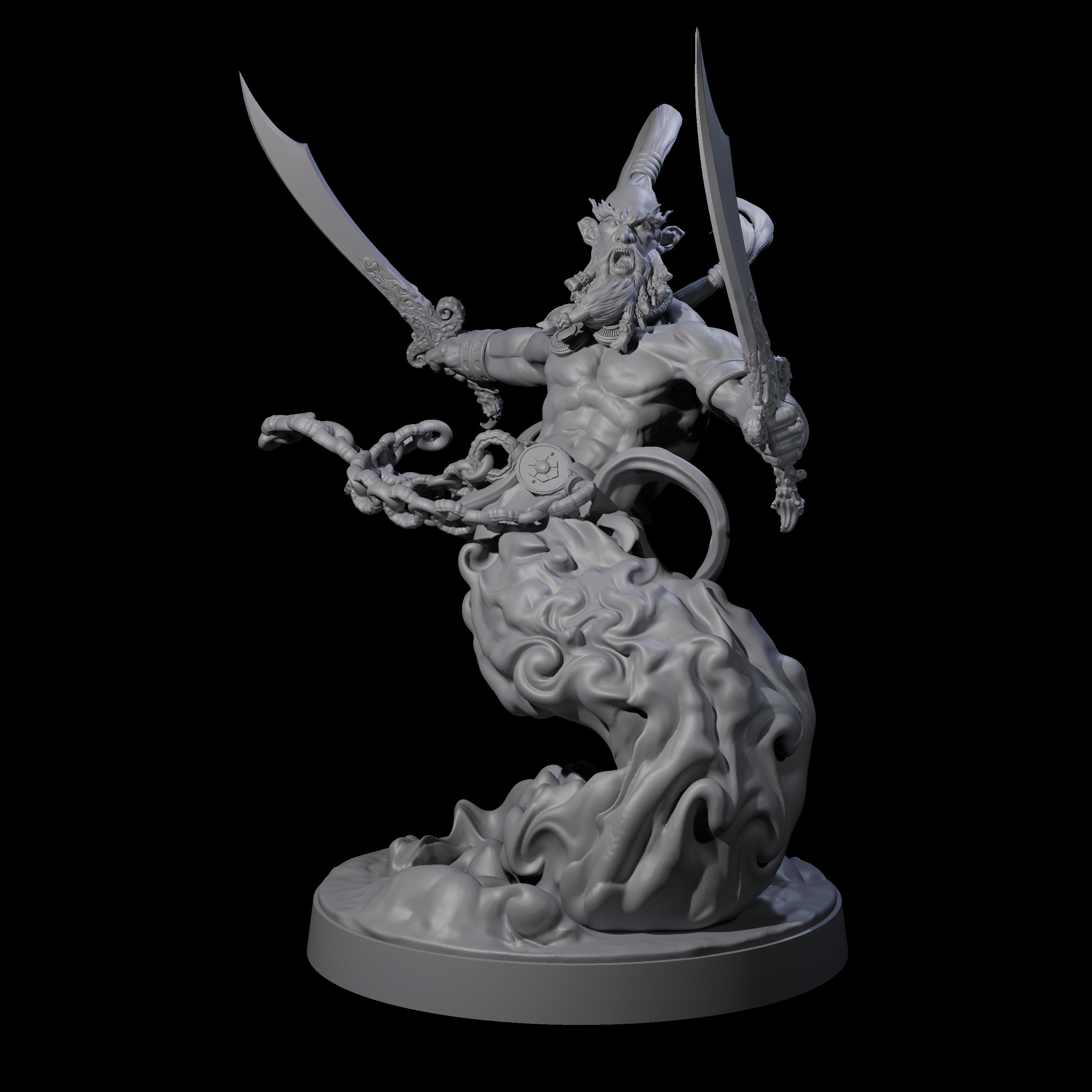 Fighting Wind Djinni Miniature for Dungeons and Dragons, Pathfinder or other TTRPGs