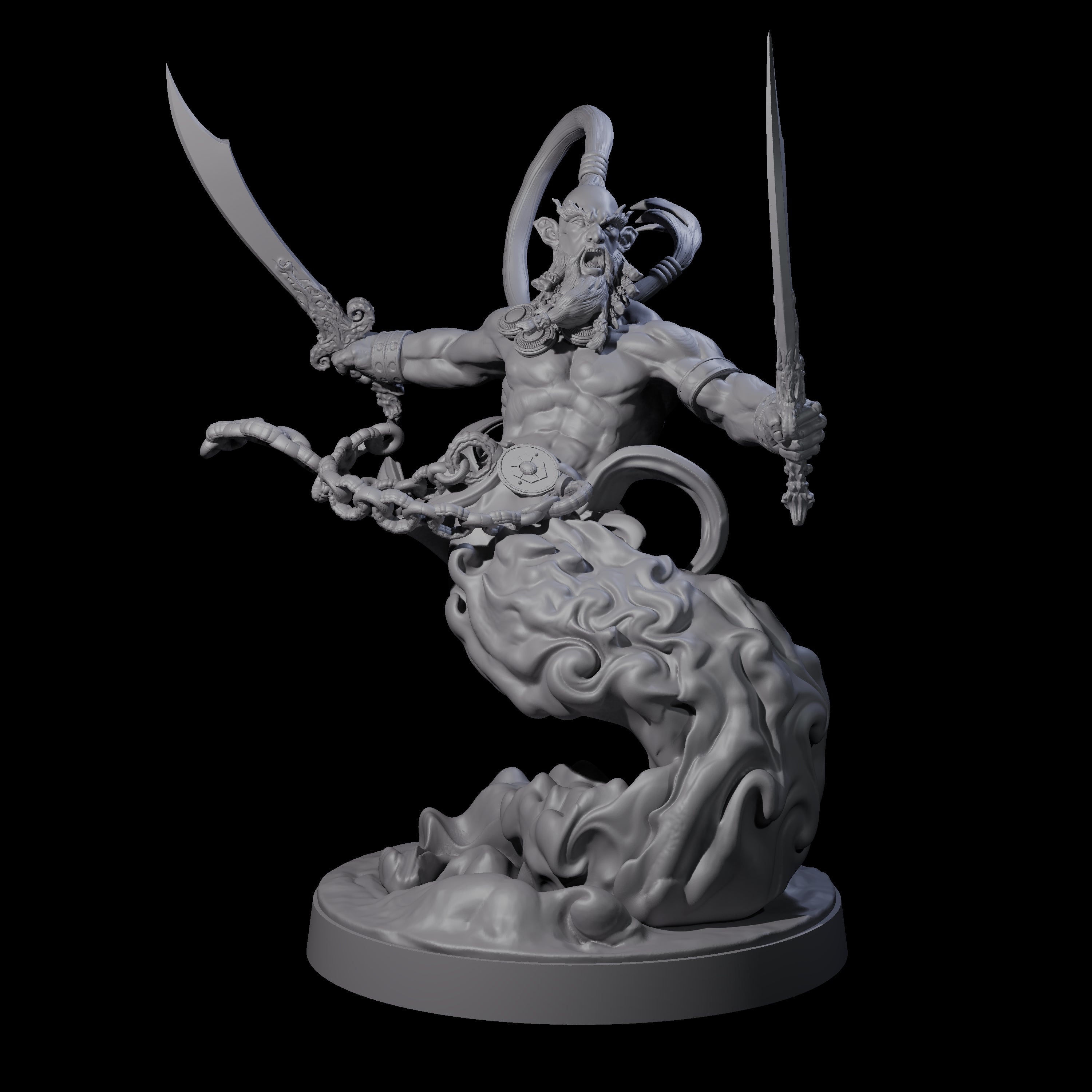 Fighting Wind Djinni Miniature for Dungeons and Dragons, Pathfinder or other TTRPGs