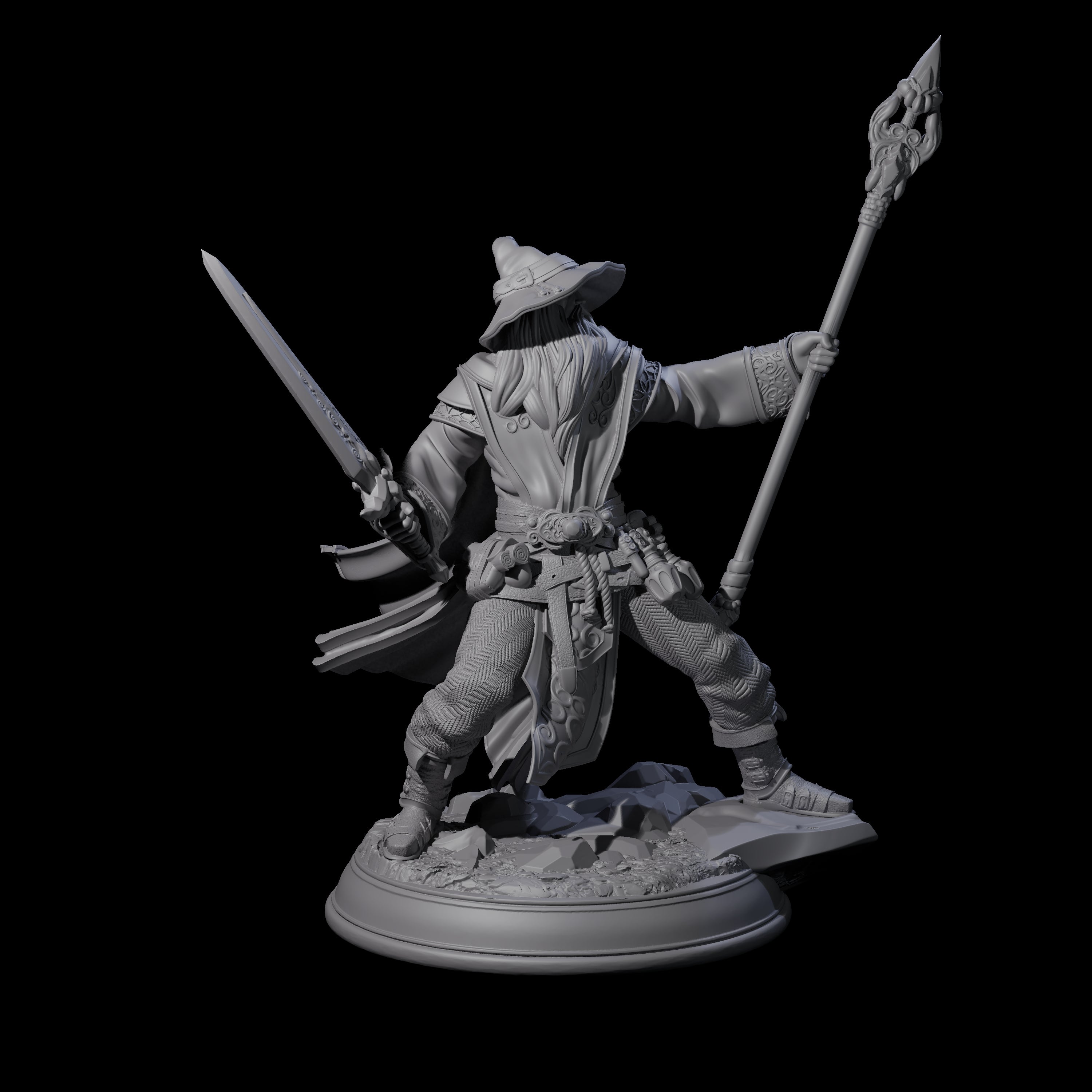 Fighting Wizard Miniature for Dungeons and Dragons, Pathfinder or other TTRPGs