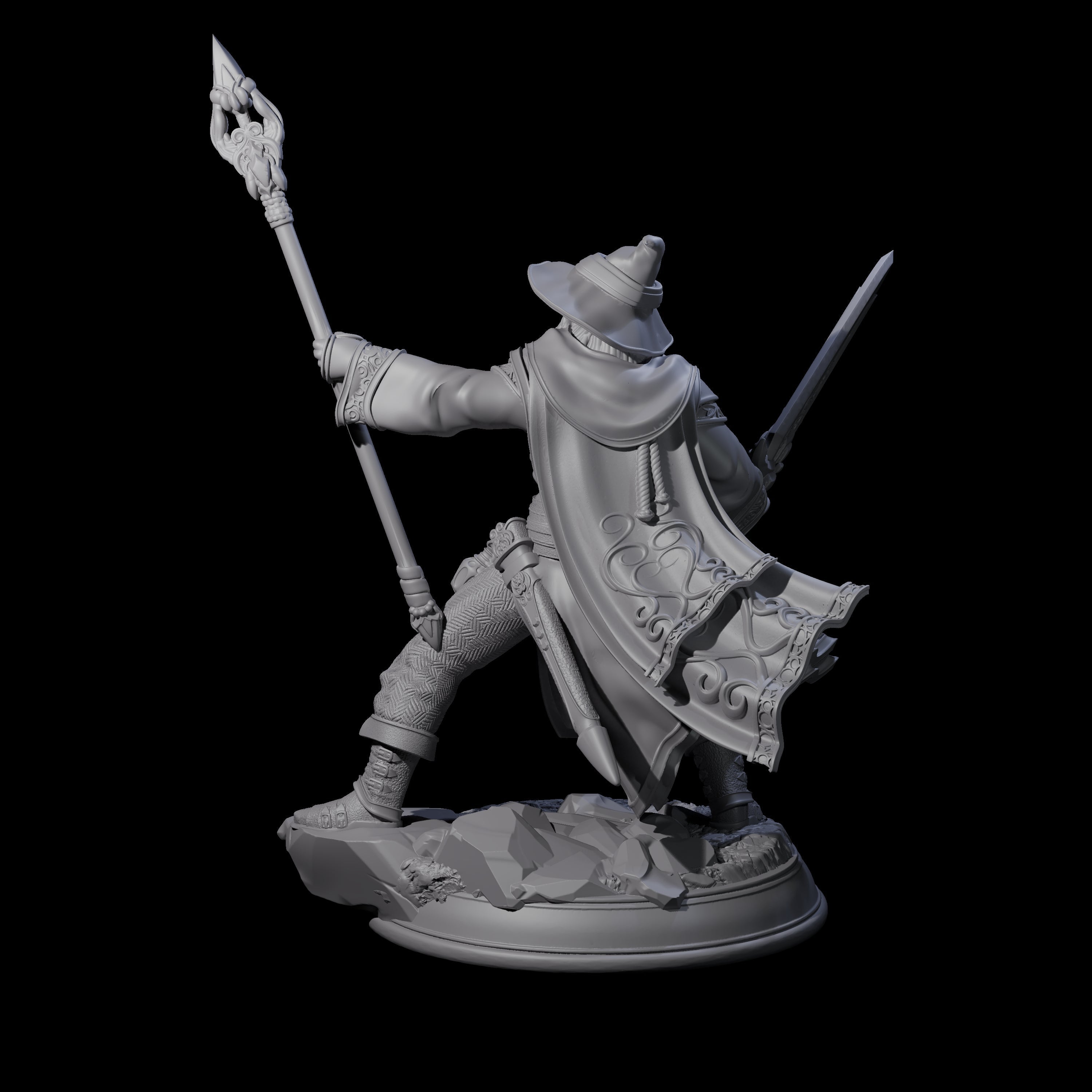 Fighting Wizard Miniature for Dungeons and Dragons, Pathfinder or other TTRPGs