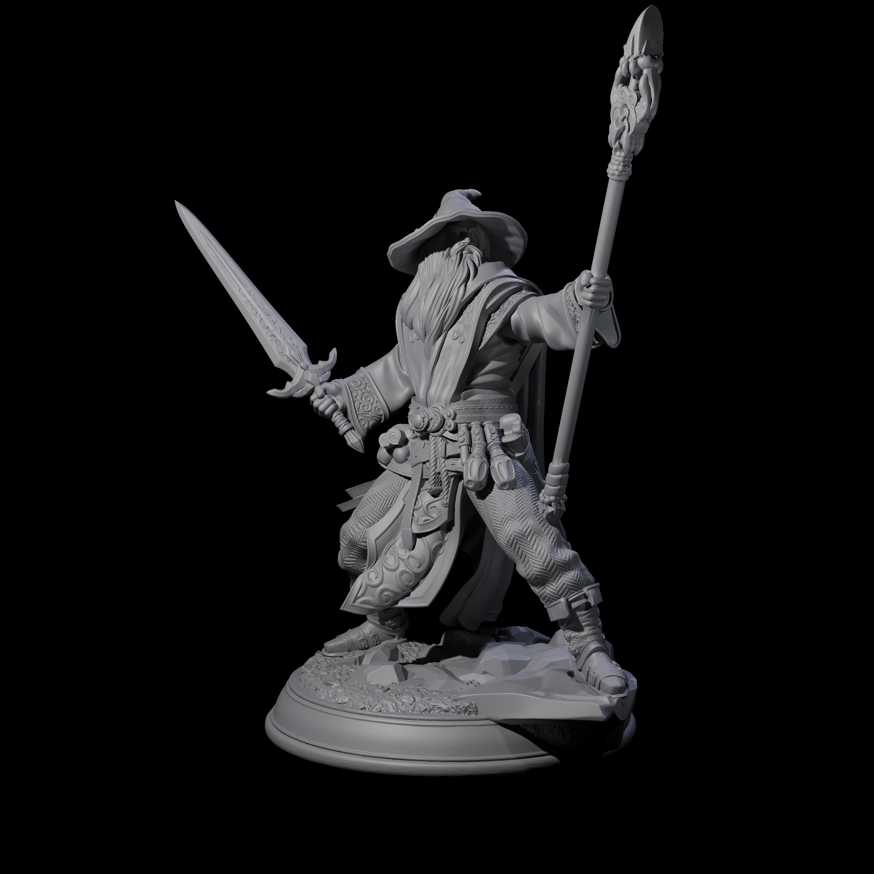 Fighting Wizard Miniature for Dungeons and Dragons, Pathfinder or other TTRPGs