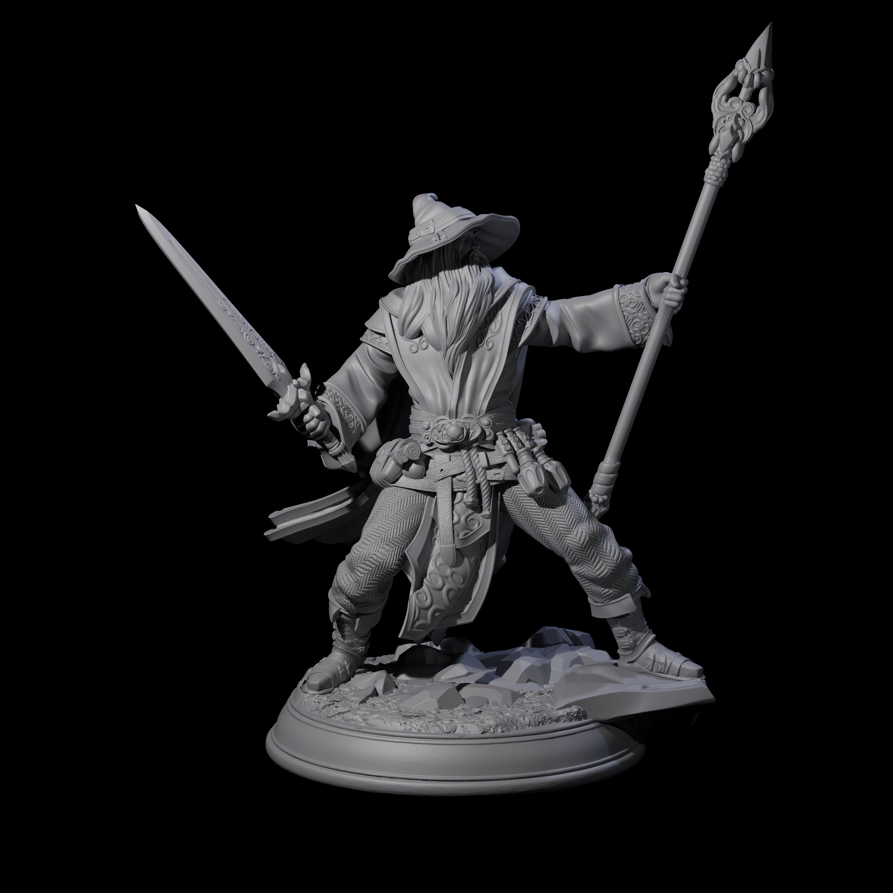 Fighting Wizard Miniature for Dungeons and Dragons, Pathfinder or other TTRPGs