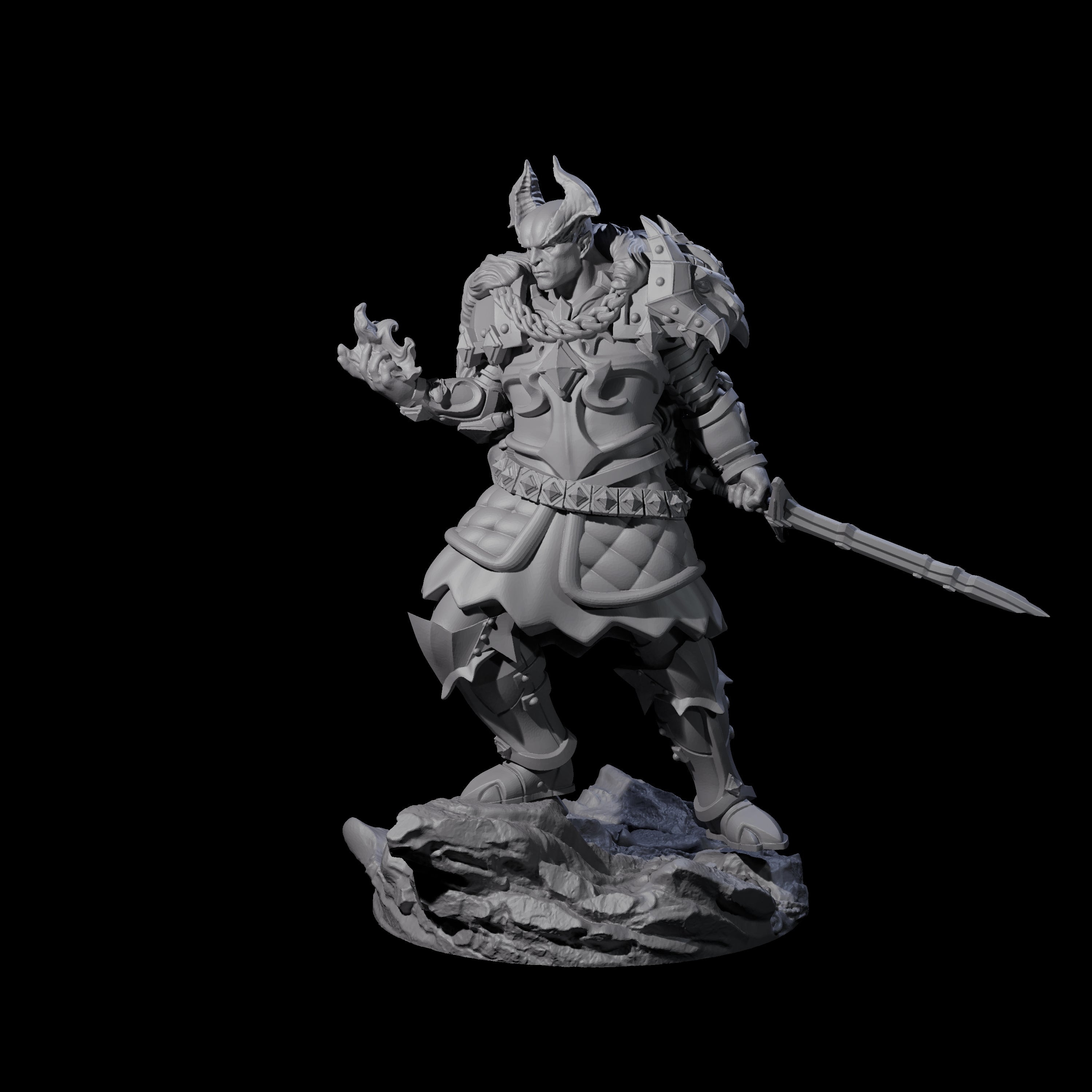 Firey Tiefling Warlock Miniature for Dungeons and Dragons, Pathfinder or other TTRPGs