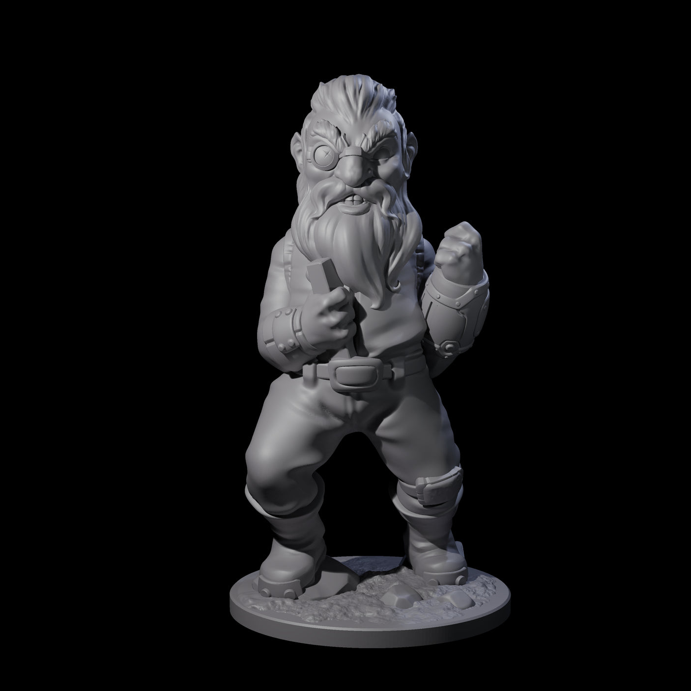 Fisticuffs Gnome Warrior Miniature for Dungeons and Dragons, Pathfinder or other TTRPGs