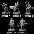 Five Aiming Militia Crossbowmen Miniature for Dungeons and Dragons, Pathfinder or other TTRPGs