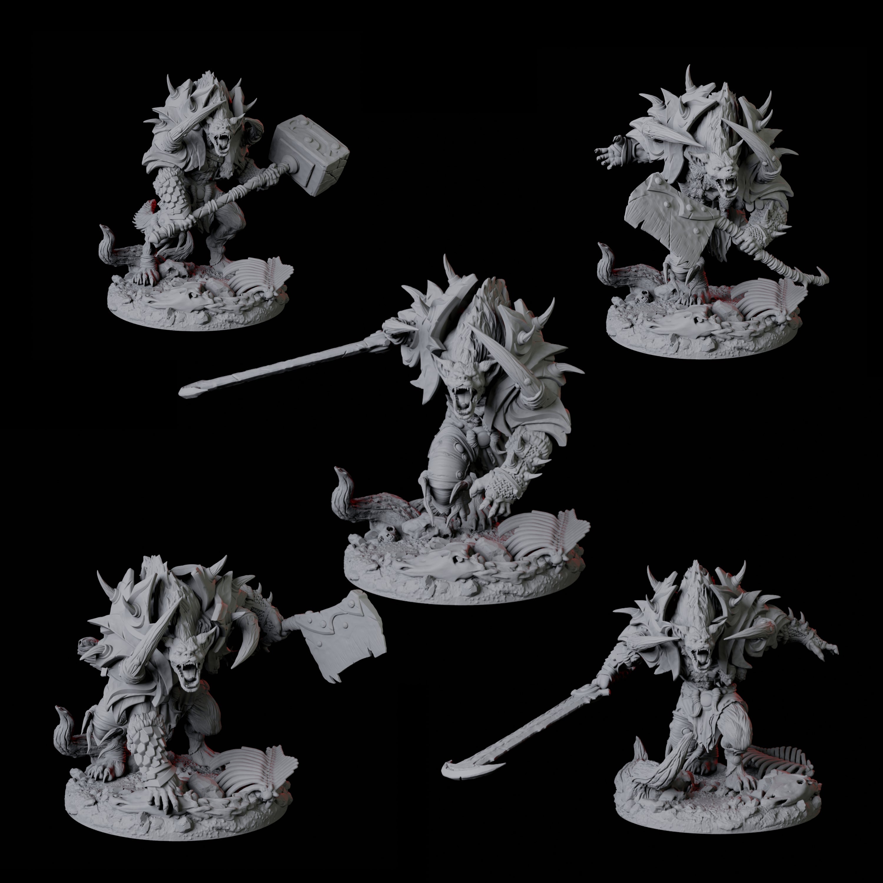 Five Bruising Gnoll Brutes Miniature for Dungeons and Dragons, Pathfinder or other TTRPGs
