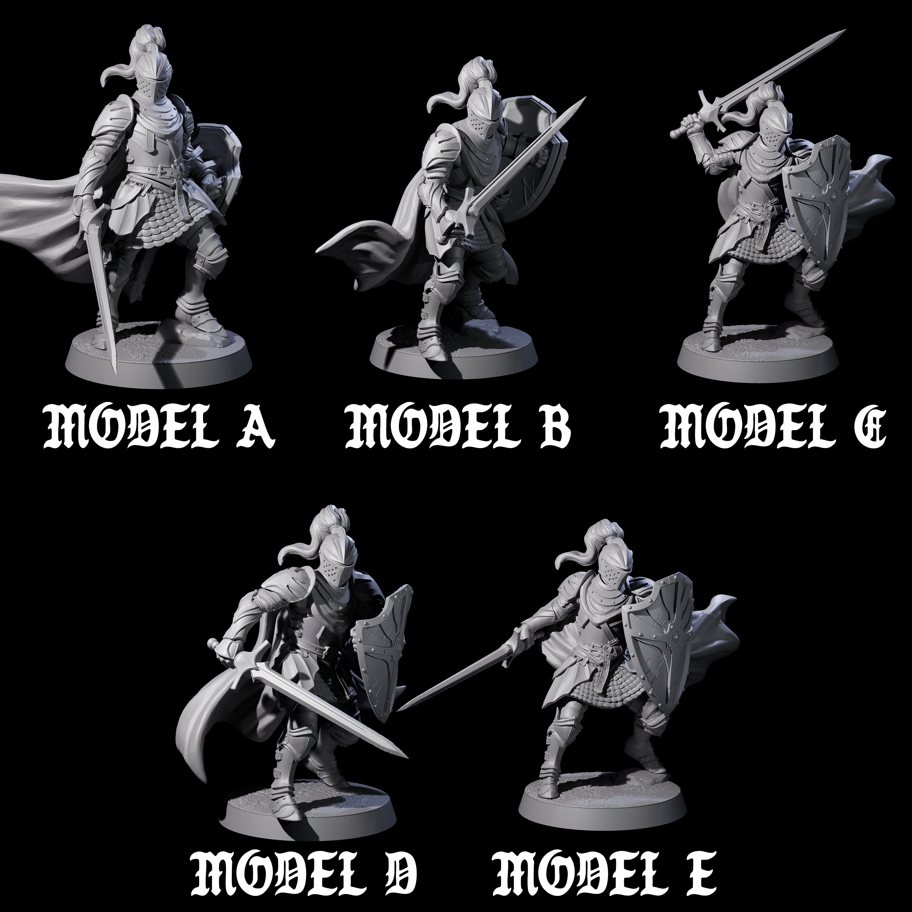 Five City Knights Miniature for Dungeons and Dragons, Pathfinder or other TTRPGs