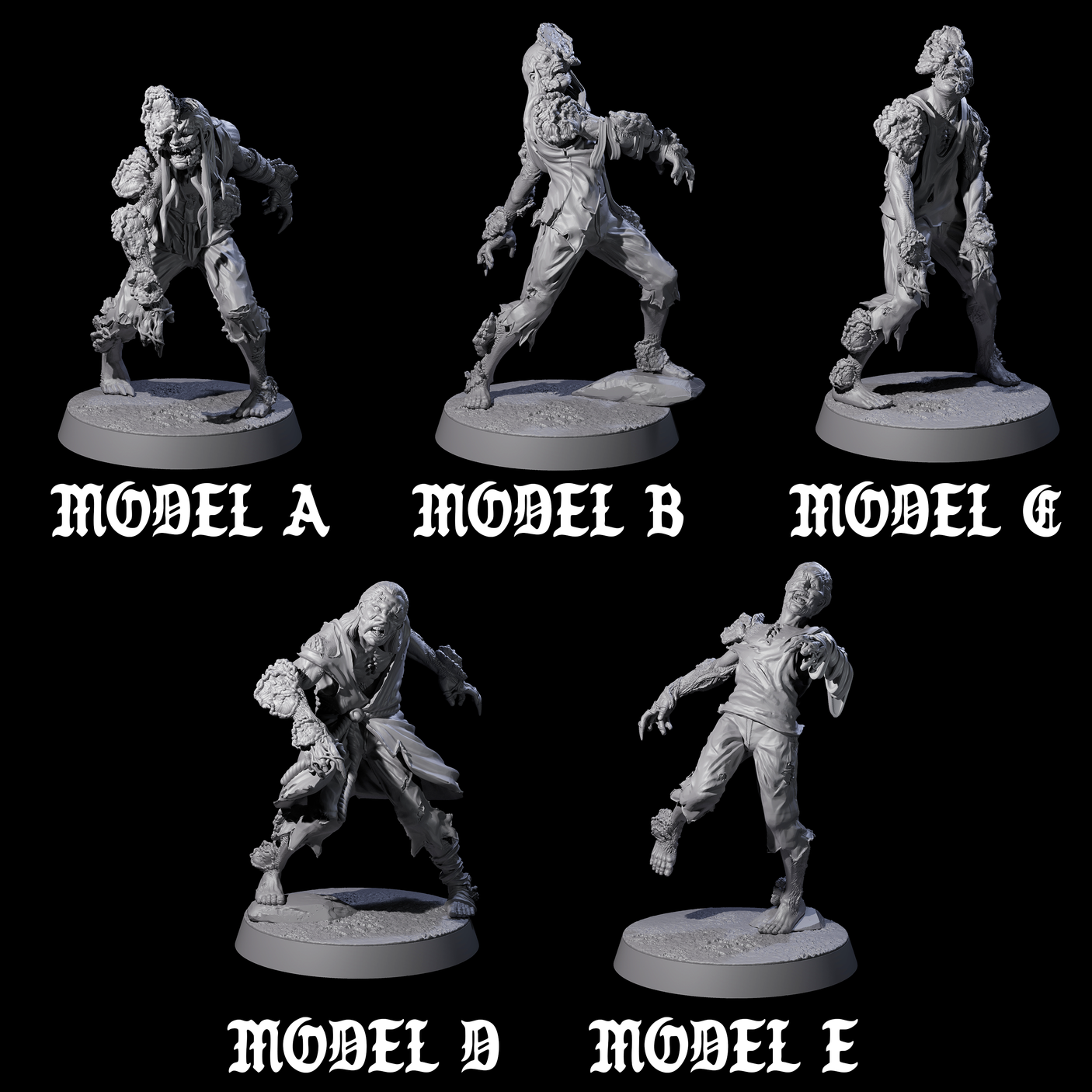 Five Clicking Fungal Zombies Miniature for Dungeons and Dragons, Pathfinder or other TTRPGs