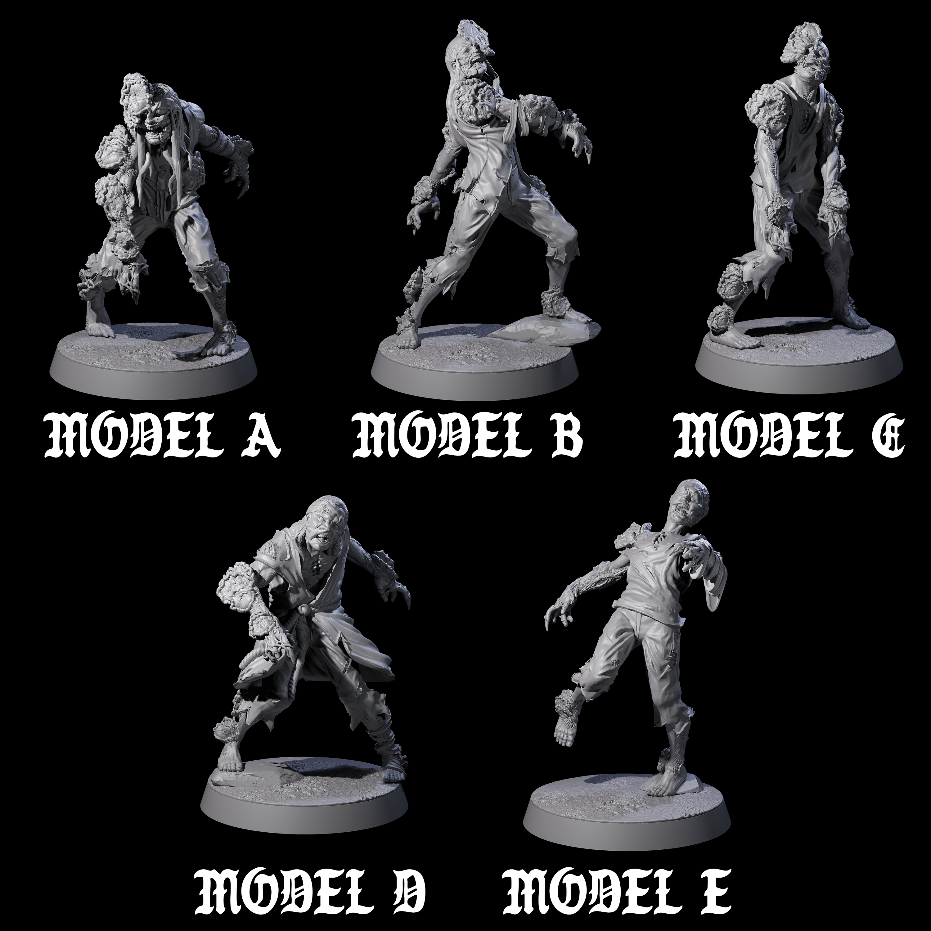 Five Clicking Fungal Zombies Miniature for Dungeons and Dragons, Pathfinder or other TTRPGs