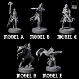 Five Crossbow Ready Rogues Miniature for Dungeons and Dragons, Pathfinder or other TTRPGs