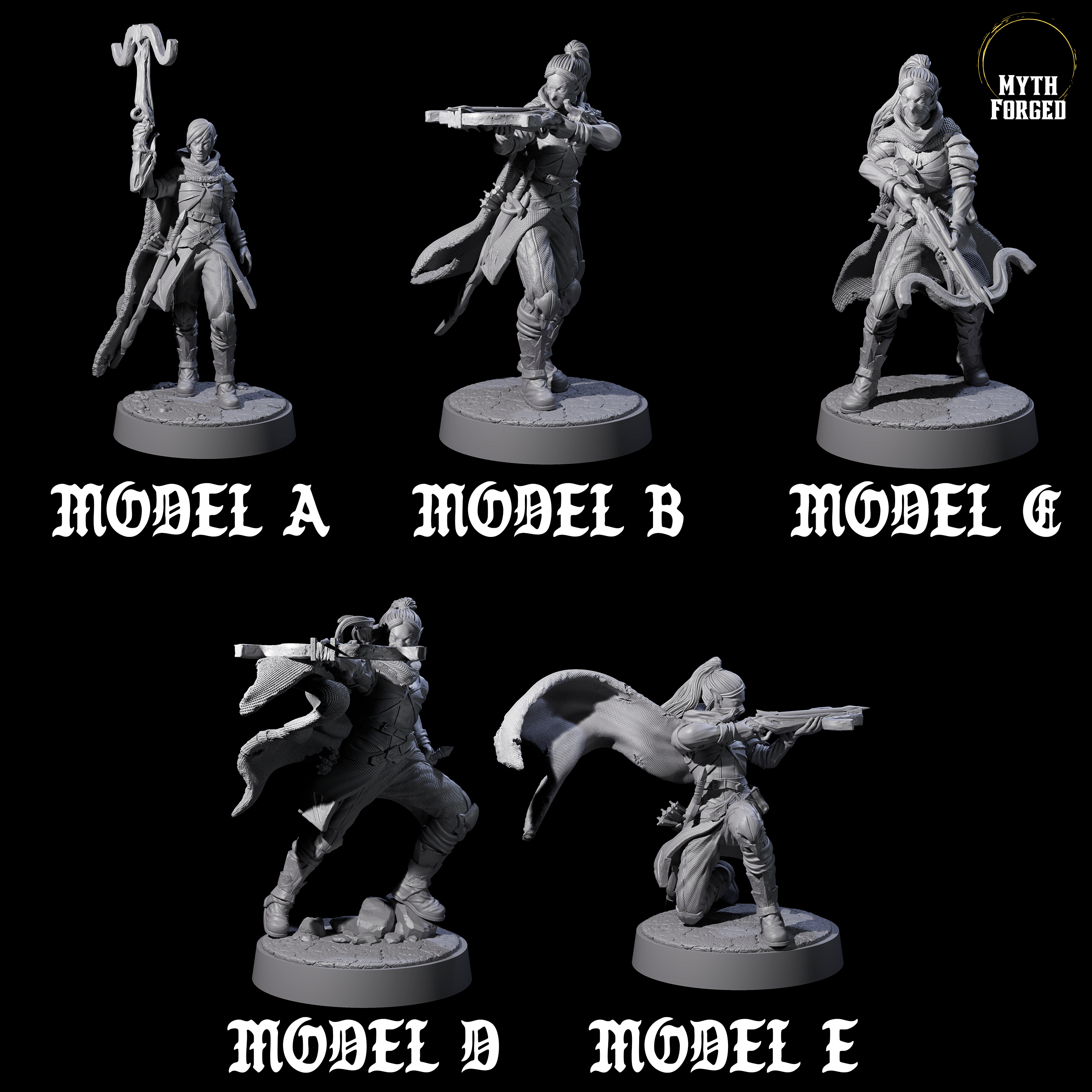 Five Crossbow Ready Rogues Miniature for Dungeons and Dragons, Pathfinder or other TTRPGs