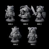 Five Cute Woodland Ursines Miniature for Dungeons and Dragons, Pathfinder or other TTRPGs