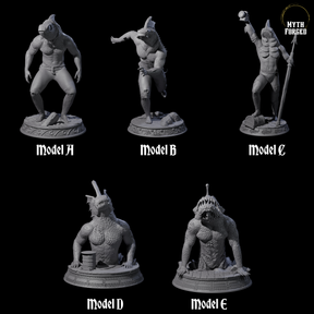 Five Despairing Deep Ones Miniature for Dungeons and Dragons, Pathfinder or other TTRPGs