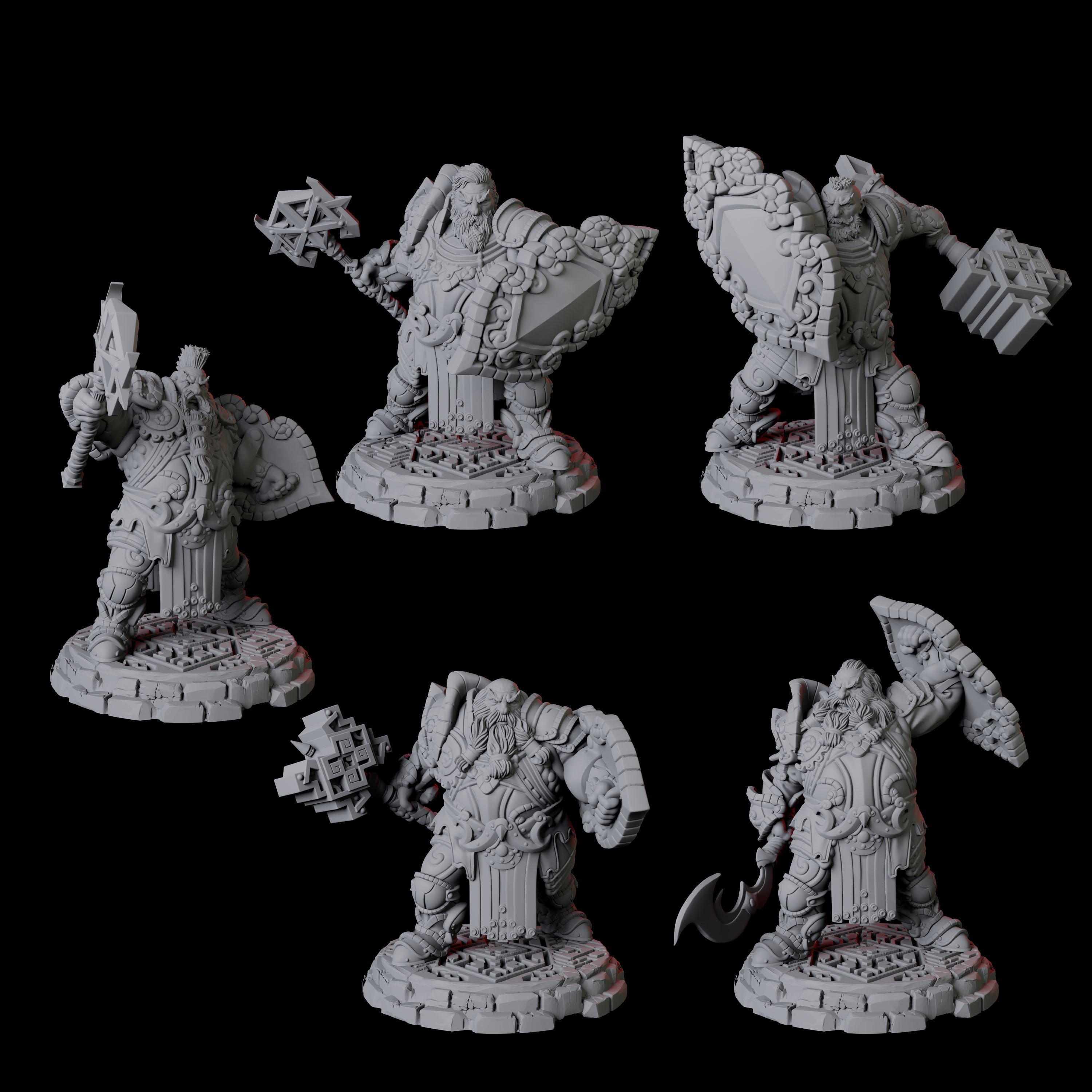 Five Heavy Armoured Dwarf Warriors Miniature for Dungeons and Dragons, Pathfinder or other TTRPGs