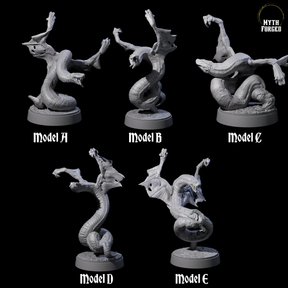 Five Hissing Flying Snakes Miniature for Dungeons and Dragons, Pathfinder or other TTRPGs