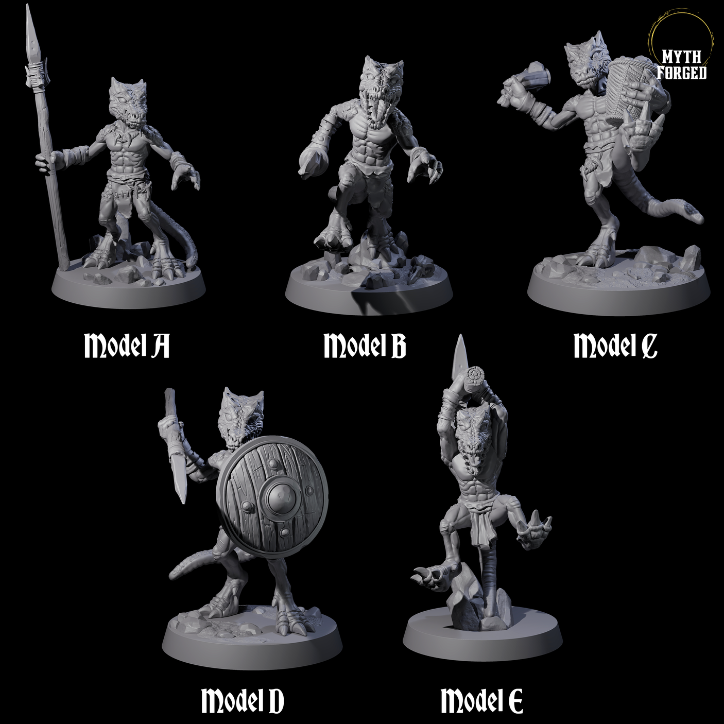Five Intrepid Kobolds Miniature for Dungeons and Dragons, Pathfinder or other TTRPGs