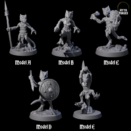 Five Intrepid Kobolds Miniature for Dungeons and Dragons, Pathfinder or other TTRPGs