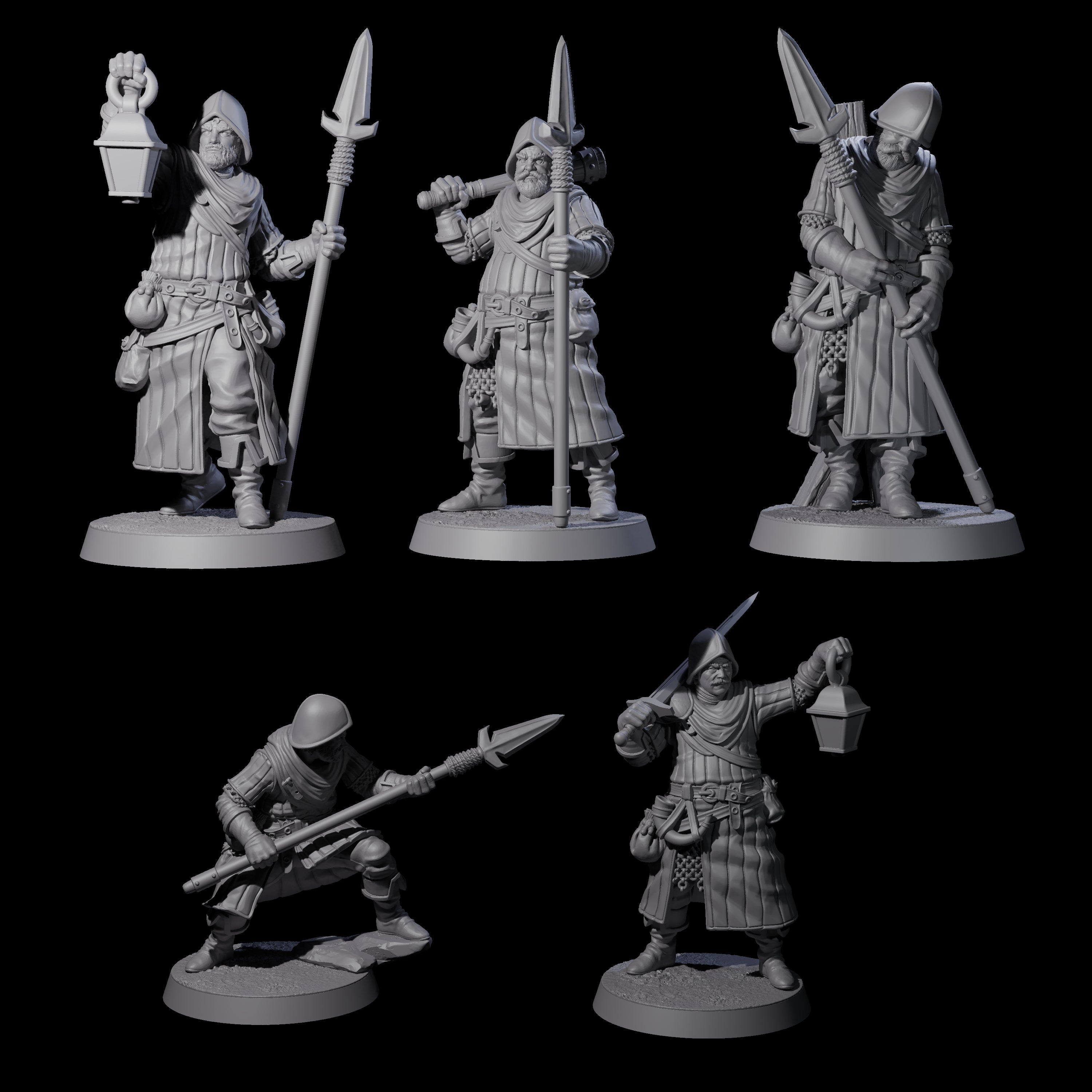 Five Investigating Town Militia Miniature for Dungeons and Dragons, Pathfinder or other TTRPGs