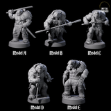 Five Masked Tortle Ninjas Miniature for Dungeons and Dragons, Pathfinder or other TTRPGs