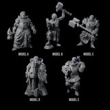 Five Pious Battle Priests Miniature for Dungeons and Dragons, Pathfinder or other TTRPGs