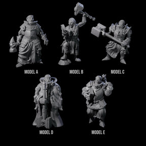 Five Pious Battle Priests Miniature for Dungeons and Dragons, Pathfinder or other TTRPGs