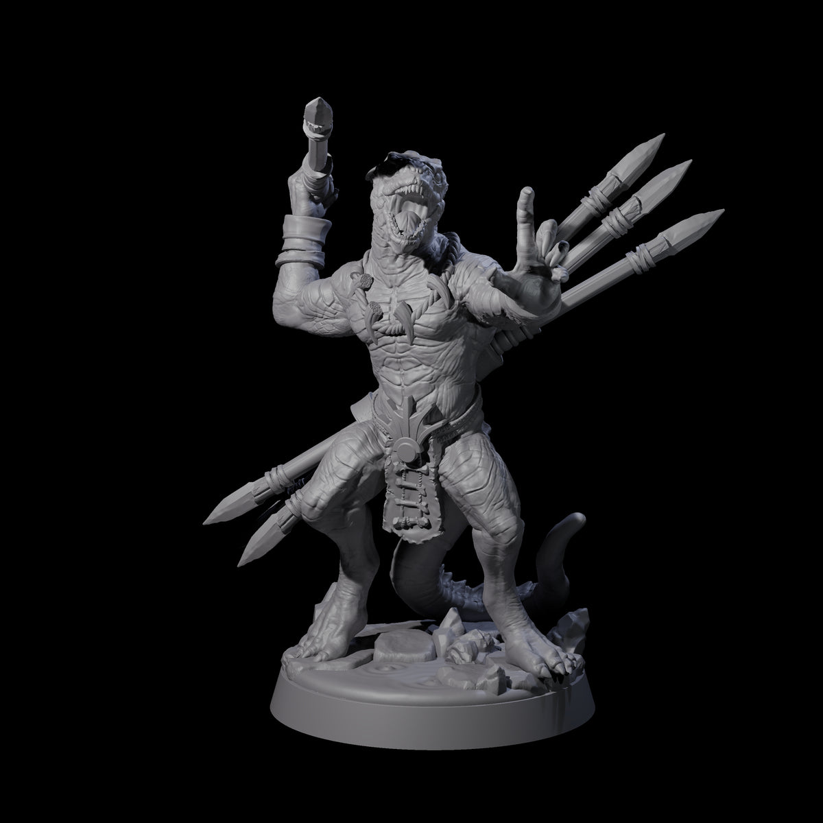 Five Rampaging Lizardfolk Miniature for Dungeons and Dragons, Pathfinder or other TTRPGs