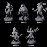 Five Rampaging Lizardfolk Miniature for Dungeons and Dragons, Pathfinder or other TTRPGs