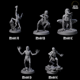 Five Screeching Ghouls Miniature for Dungeons and Dragons, Pathfinder or other TTRPGs