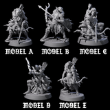 Five Sculking Marsh Archers Miniature for Dungeons and Dragons, Pathfinder or other TTRPGs