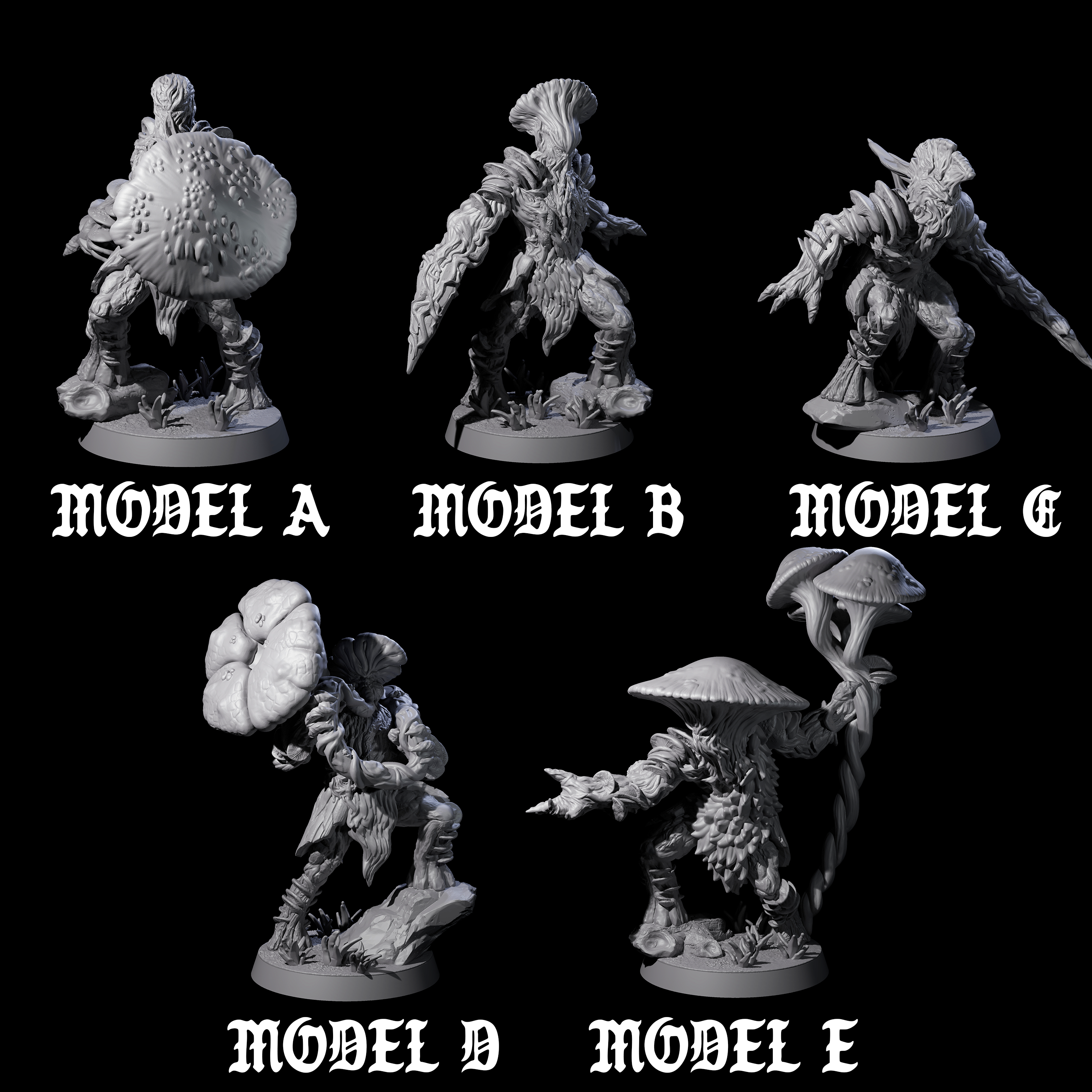 Five Spongy Myconid Warriors Miniature for Dungeons and Dragons, Pathfinder or other TTRPGs