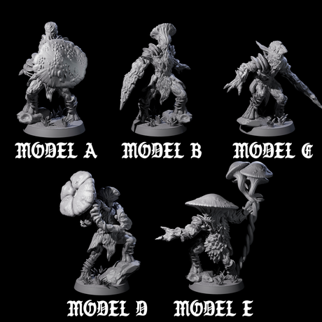 Five Spongy Myconid Warriors Miniature for Dungeons and Dragons, Pathfinder or other TTRPGs