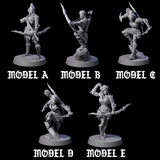 Five Tree Rangers Miniature for Dungeons and Dragons, Pathfinder or other TTRPGs