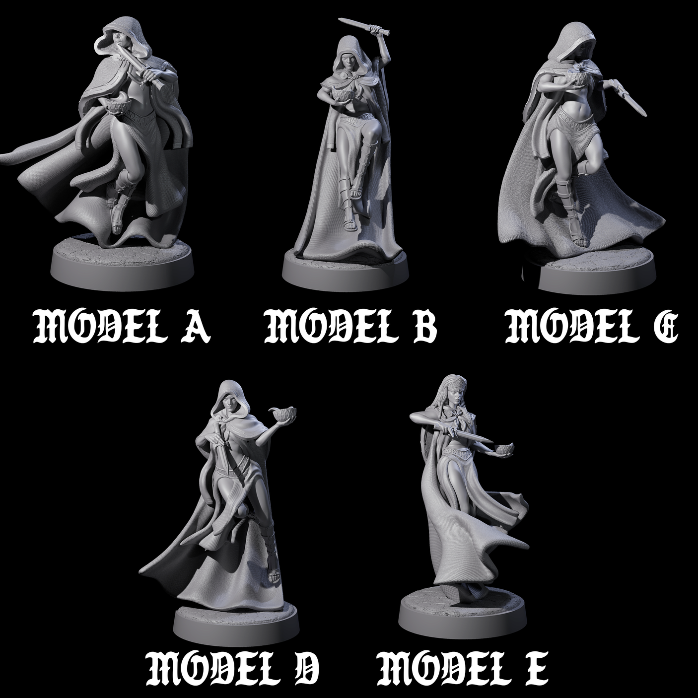 Five Twisted Blood Maidens Miniature for Dungeons and Dragons, Pathfinder or other TTRPGs