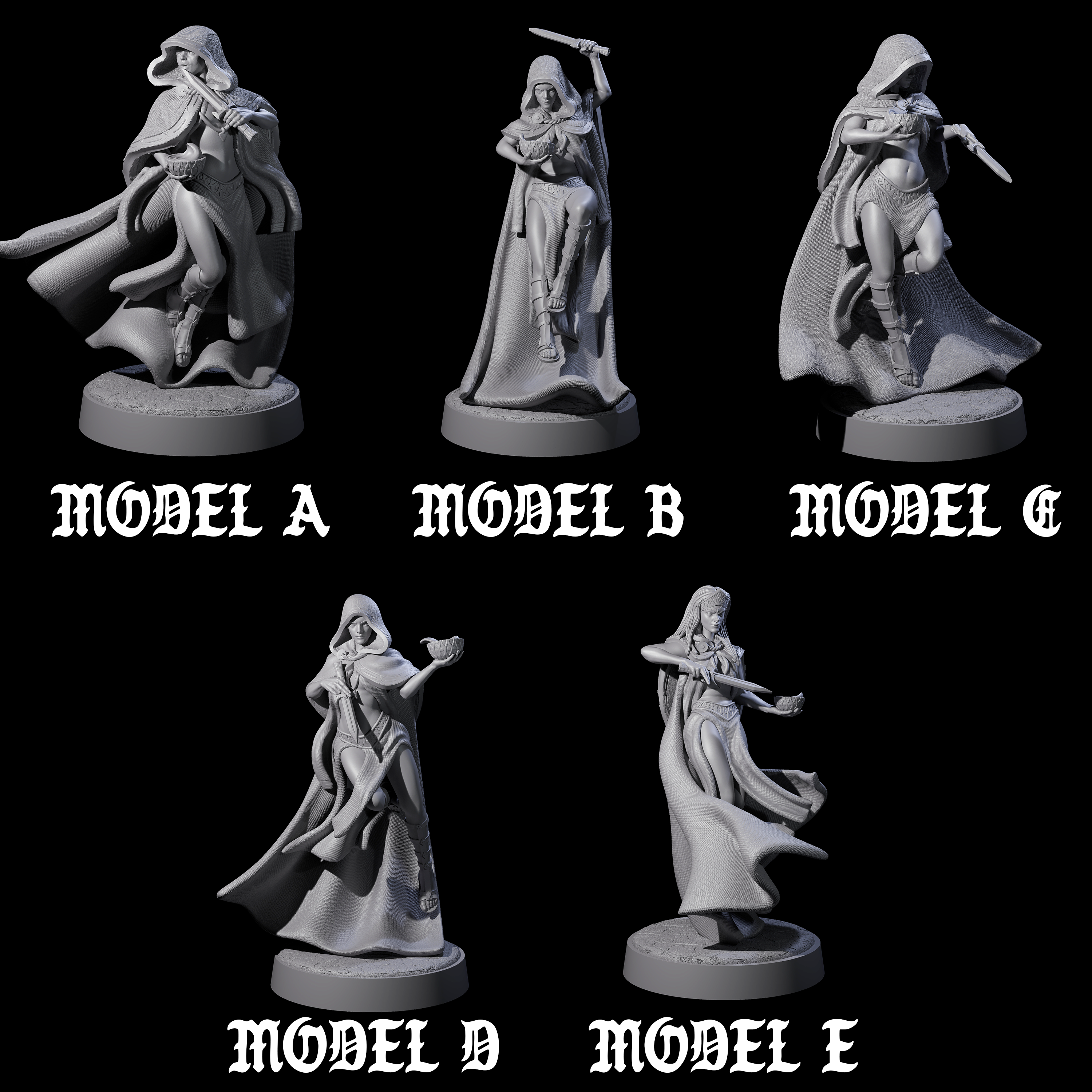 Five Twisted Blood Maidens Miniature for Dungeons and Dragons, Pathfinder or other TTRPGs