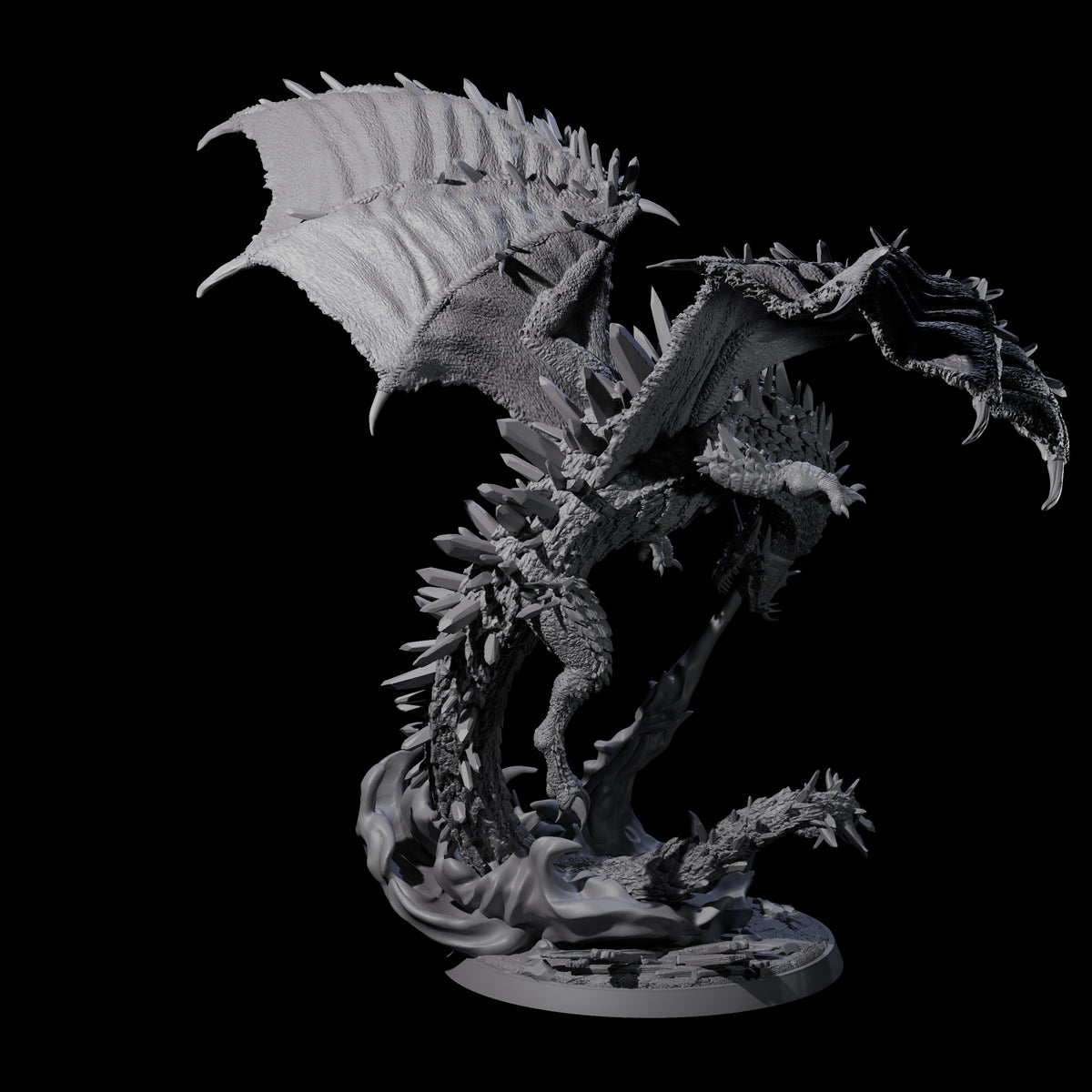 Flaming Crystal Dragon Miniature for Dungeons and Dragons, Pathfinder or other TTRPGs