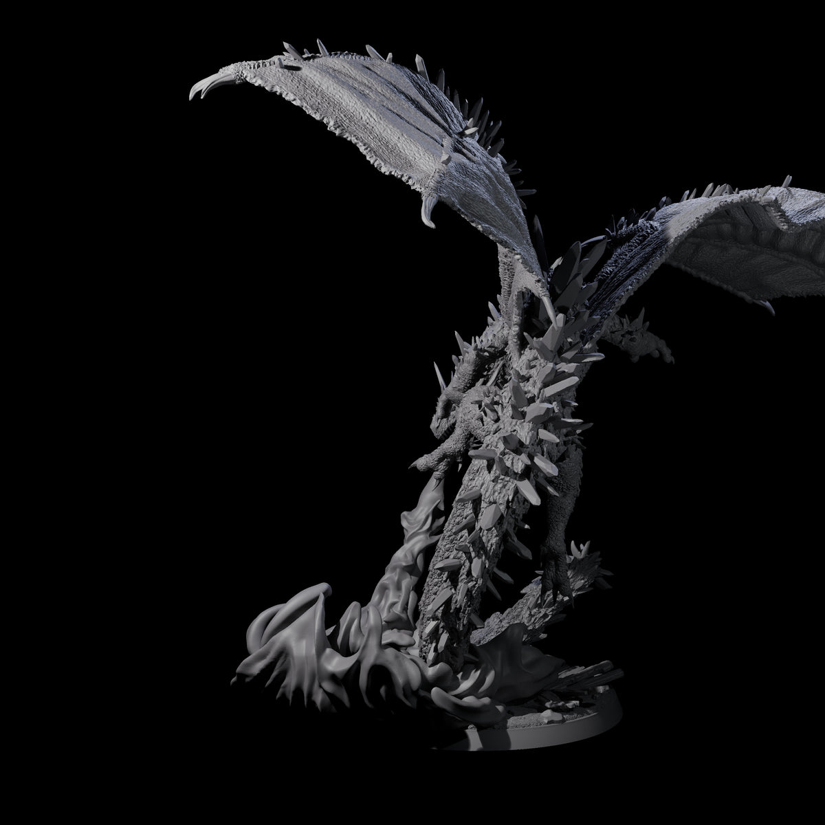Flaming Crystal Dragon Miniature for Dungeons and Dragons, Pathfinder or other TTRPGs