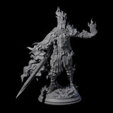 Flaming Death Knight Miniature for Dungeons and Dragons, Pathfinder or other TTRPGs
