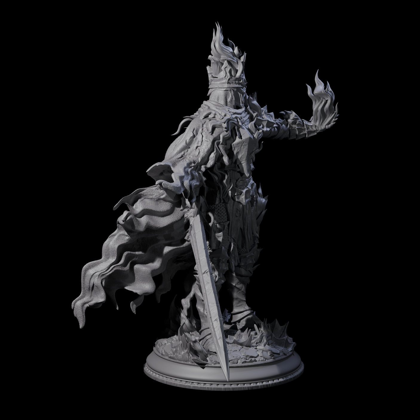 Flaming Death Knight Miniature for Dungeons and Dragons, Pathfinder or other TTRPGs