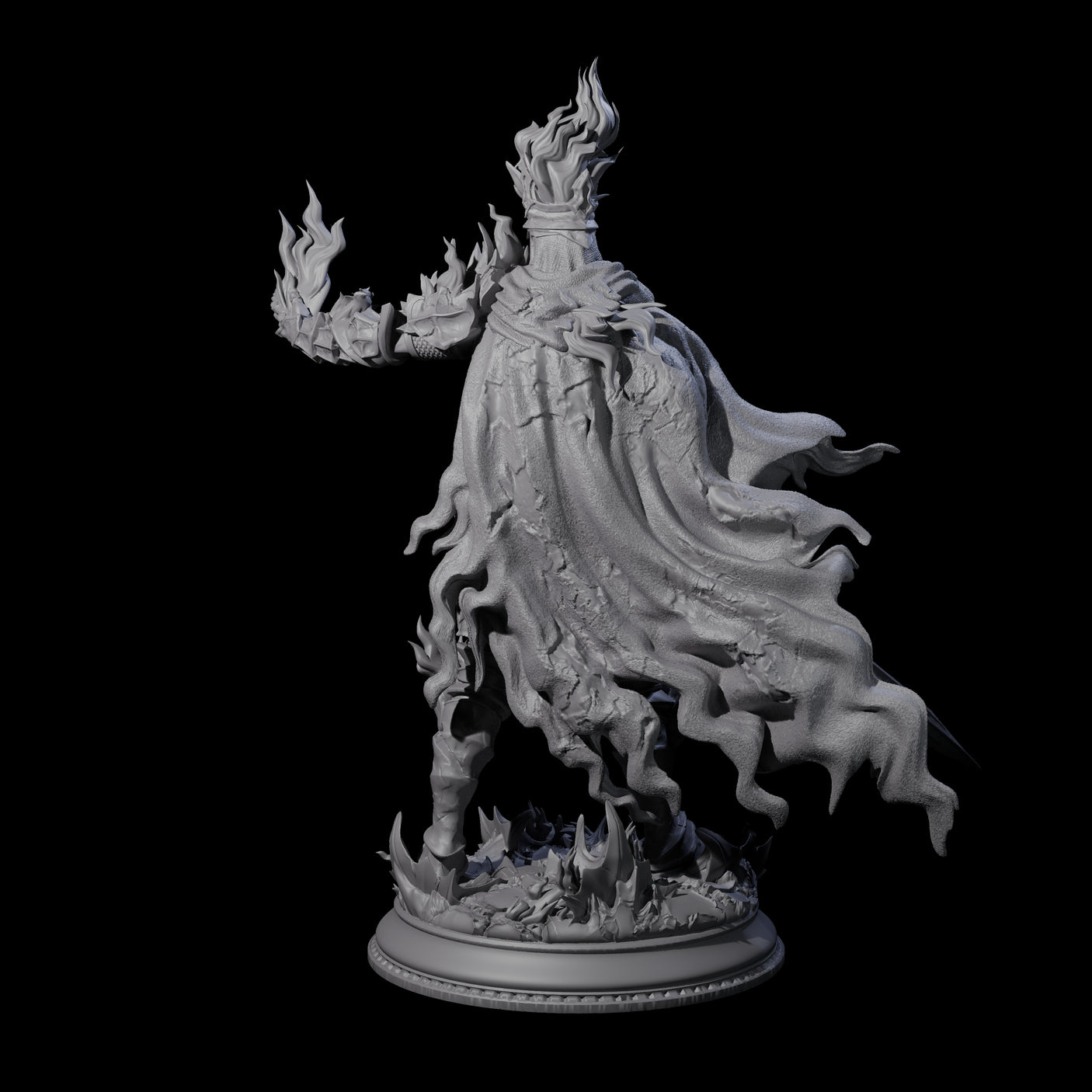 Flaming Death Knight Miniature for Dungeons and Dragons, Pathfinder or other TTRPGs