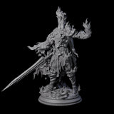 Flaming Death Knight Miniature for Dungeons and Dragons, Pathfinder or other TTRPGs